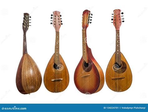 Four Different Mandolins Isolated on the White Background Stock Image ...