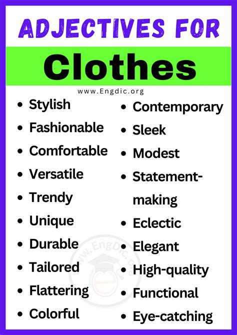 20+ Best Words to Describe Clothes, Adjectives for Clothes - EngDic