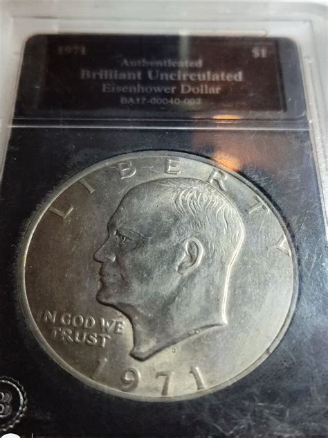 1971 Type 1 BU Dwight D Eisenhower One Dollar Coin Minted in ...