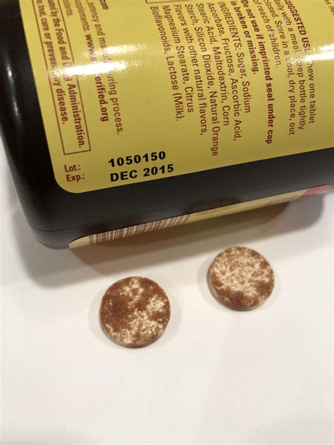 This is what 2 year old vitamin C pills look like. : r/mildlyinteresting