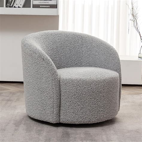 Amazon.com: KINWELL 34" W Mid Century Modern Swivel Barrel Chair, Round ...