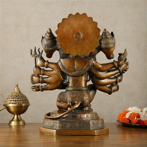 Buy Large Pure Brass Panchmukhi Hanuman Statue – Copper Tone, 17 Inch ...