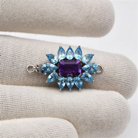 Buy Clasp of Genuine AMETHYST/BLUE Topaz/size W17mm/l30mm/h8.3mm/1sts/5 ...
