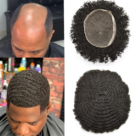Buy Afro Toupee for Black Men Full Swiss Lace Mens Toupee African ...