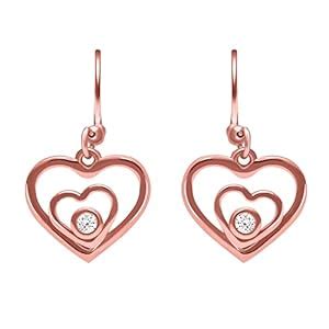 GIVA 925 Silver Rose Gold Heart Drop Earrings | Drops to Gift Women ...