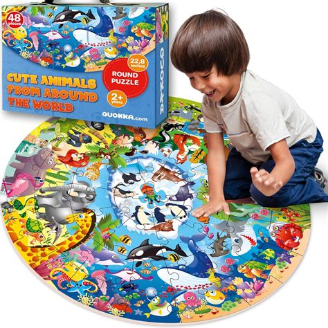 QUOKKA Giant Puzzles for Kids Ages 4-6 - 48 Piece Round Puzzles for ...