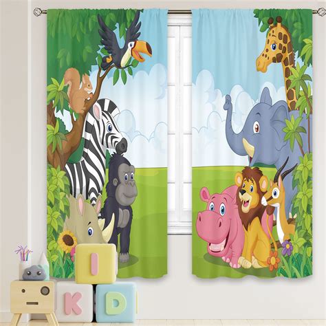 Buy MESHELLY Baby Boy Nursery Jungle Safari Curtains 42(W) X 63(H) Inch ...
