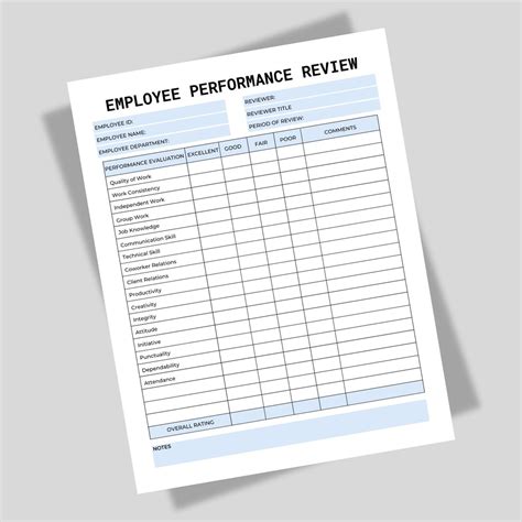 Employee Performance Review Template: Printable HR Evaluation (PDF) - Etsy