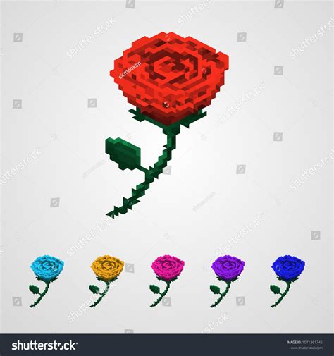 8 Bit Rose Pixel Art Isometric Stock Vector (Royalty Free) 1071361745