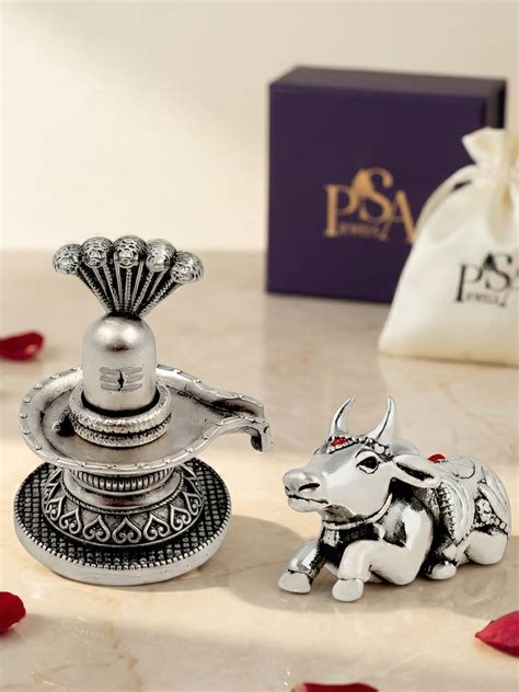 Pure Silver Antique Lord Shiva Lingam with Nandiji