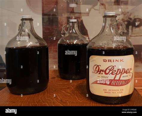 Vintage bottles of Dr. Pepper on display at the Dr Pepper Museum in ...