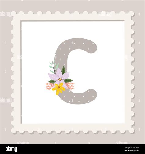 Letter C with flowers. Floral alphabet font uppercase. Vector illustration Stock Vector Image ...