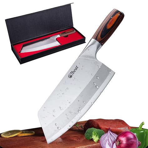 Sangdo Meat Cleaver Knife 8" Chinese Chef Knife with Wood Handle and ...