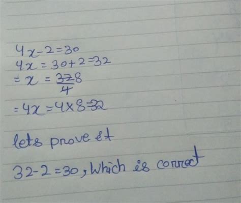 two subtracted from four times a number results in 30. which of the ...