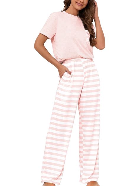 Loritta Lounge Set Womens 2 Piece Outfits Short Sleeve Round Neck Pjs ...