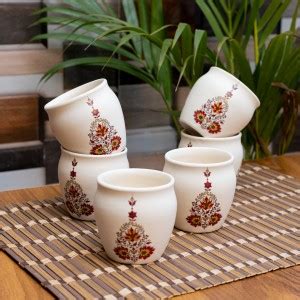 Jimkia Pack of 6 Ceramic Kullad Tea Cup "Old Fashioned Tea Kulhad ...