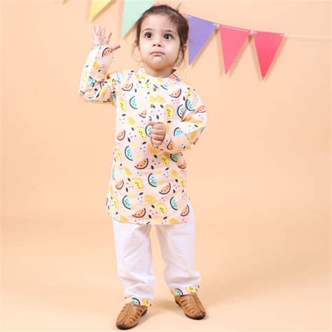 Buy Unisex Vibrant Lemons Cotton Kurta set Online In India – Mama and ...