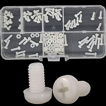White Nylon Pan Head Machine Screw Nut Metric Thread Round Head Bolt ...