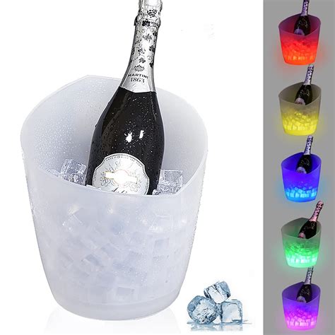 FIPASEN LED Ice Bucket, 5L Large Capacity, Automatic 7 Colors Changing ...