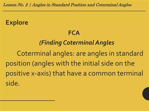 Lesson no. 2 (Angles in Standard Position and Coterminal Angles ) | PPTX