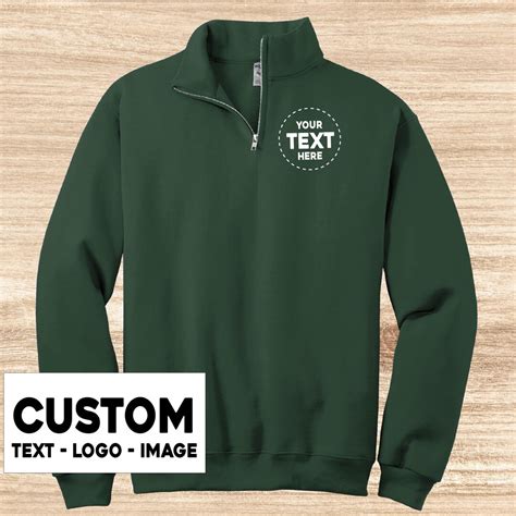 Personalized Quarter Zip Sweatshirt With Brand Logo, Custom Name, Text ...