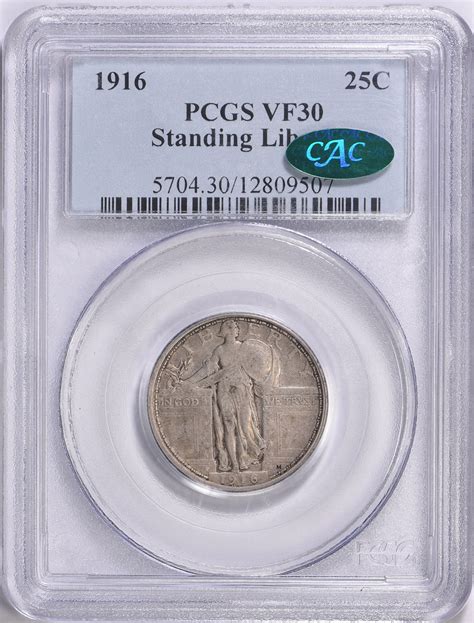 1916 Standing Liberty Quarter PCGS VF-30 (CAC Green) (Item 1647630 ...