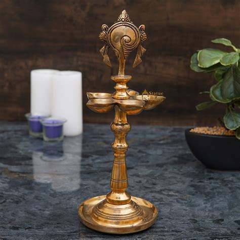 Brass Temple Standing Diya For Home Temple Diwali Pooja Dacor Gift 12 ...