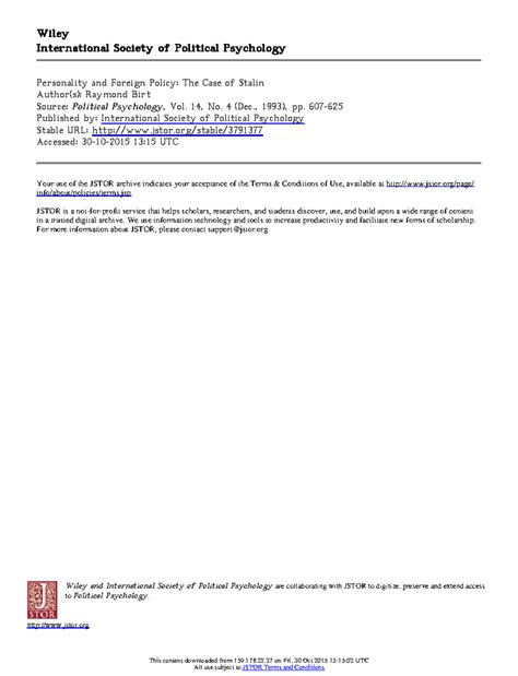 Personality and Foreign Policy: Analyzing Stalin's Influence (PSY 301 ...