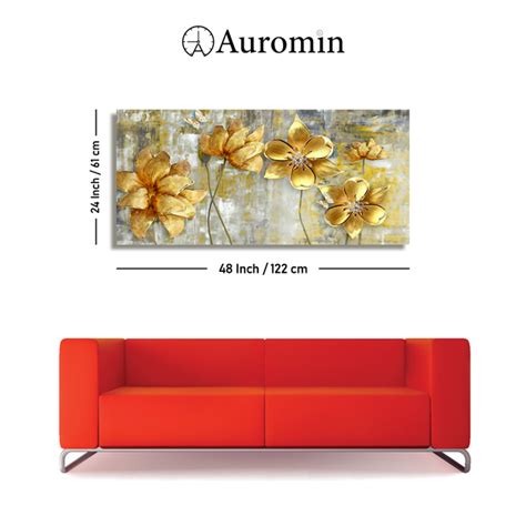 Golden Abstract Flowers Premium Wall Painting – auromin.in