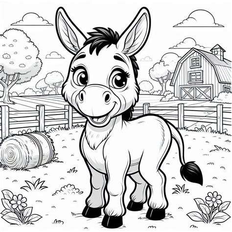 7 Donkeys Coloring Pages, Coloring Book, Adult Coloring Book, Kids ...
