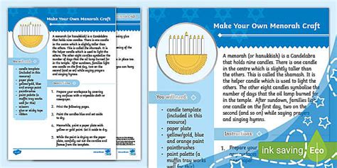 Make Your Own Menorah Craft (teacher made) - Twinkl