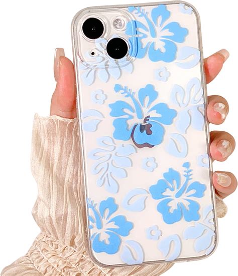 Amazon.com: Blue Hibiscus Phone Case Compatible with iPhone 16 15 14 13 ...