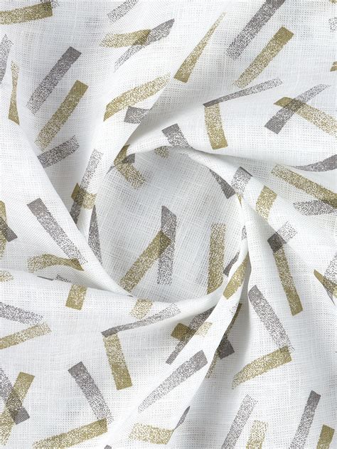 Men 100% European Linen White with Olive Green Printed Shirt Fabric Rainbow