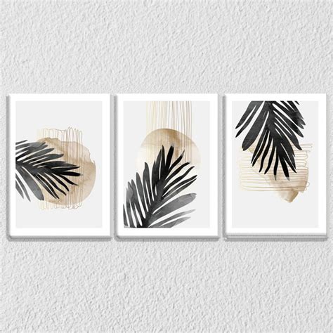 Black Tropical Leaf Prints Set Of 3 – Myindianthings