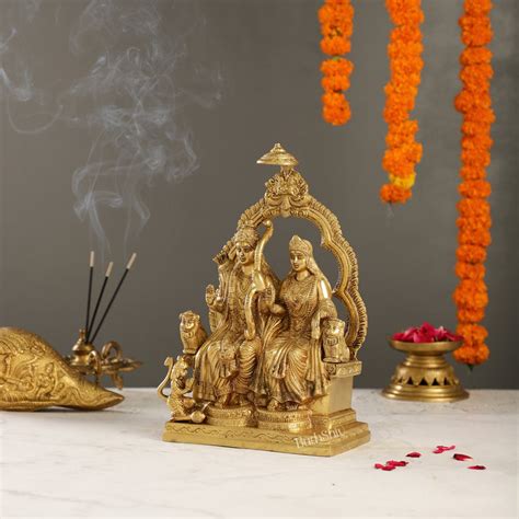 Brass Ram Darbar Idols Rama Sita Hanuman 11 Inch | Budhshiv.com