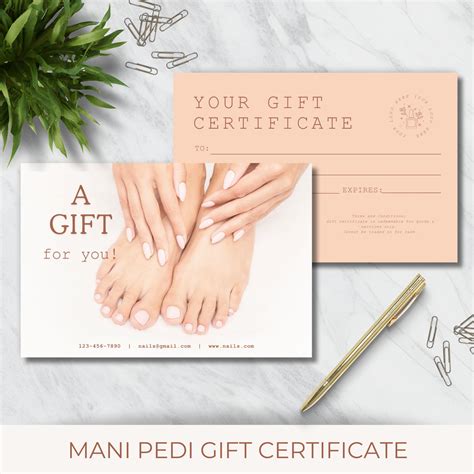 Mani Pedi Gift Certificate Template, Spa Business Voucher, Christmas ...