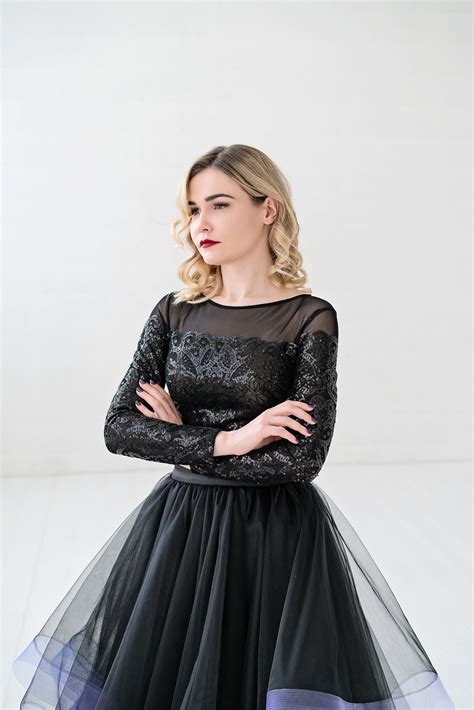 BBorealis - sparkly sequined bridal top in black or ivory