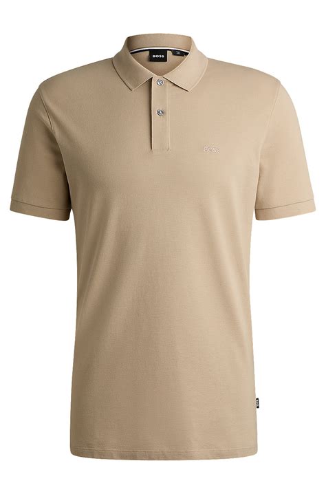 BOSS - Pallas Regular-fit polo shirt in cotton - Light Beige