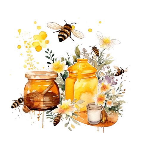 Watercolor Clipart, Honey, Bumble Bees, Hive – Free Clipart #4273103 ...