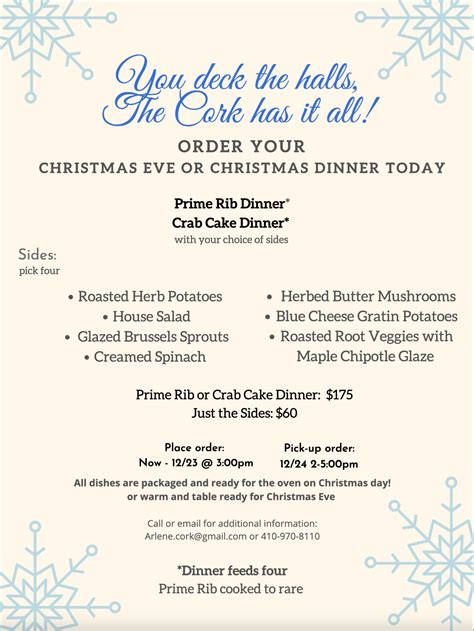 Christmas Eve or Christmas Dinner - The County Cork Wine Pub