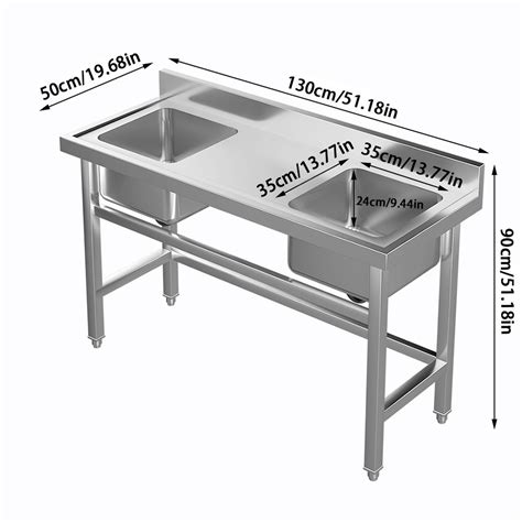 Kitchen Prep Table Handbasin Stainless Steel Doulbe Bowl Sink