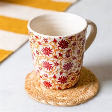 Get Hand Painted Brown Mughal Ceramic Tea/ Coffee Mugs Set of Four at ...