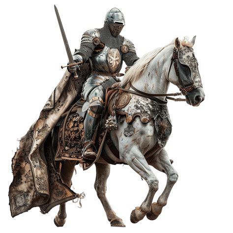 Medieval Knight On Horse King Rider In Mail Armor On Horseback Old ...