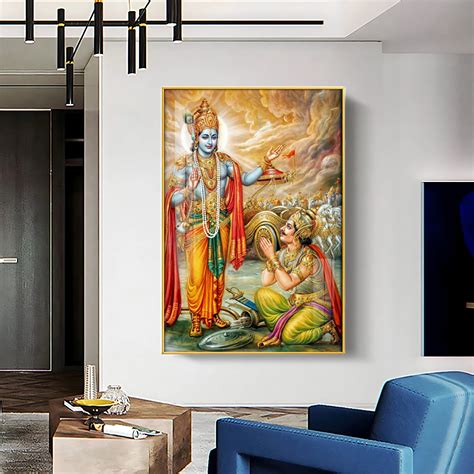 Buy Lord Krishna & Arjuna Premium Acrylic Vertical Wall Art Online ...
