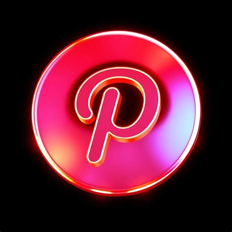 Pinterest logo with 3d render holographic material warm glow red and ...