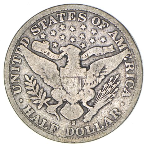 50c United States Coin - 1902-S Liberty Barber 90% Silver US Half ...