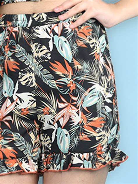 Cutiekins Girls Printed Regular Shorts -Black & Multi