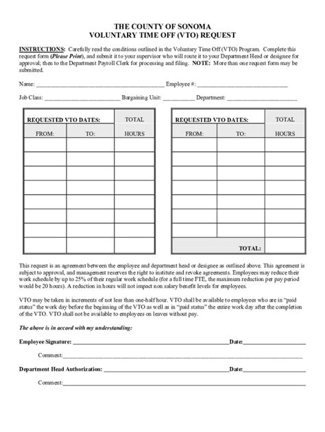 Fillable Online Voluntary Time Off Program Form. Voluntary Time Off ...