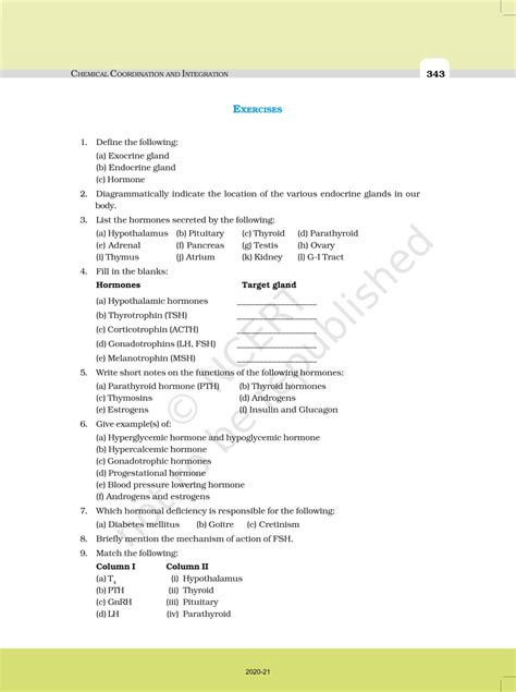 Chemical Coordination And Integration - NCERT Book of Class 11 Biology