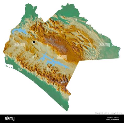 Shape of Chiapas, state of Mexico, with its capital isolated on white ...